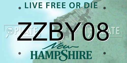 ZZBY08 New Hampshire License Plate