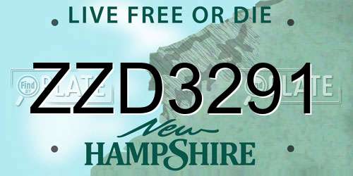 ZZD3291 New Hampshire License Plate