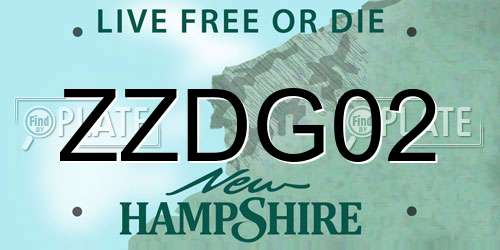 ZZDG02 New Hampshire License Plate