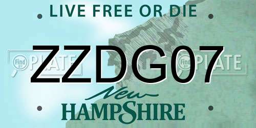 ZZDG07 New Hampshire License Plate