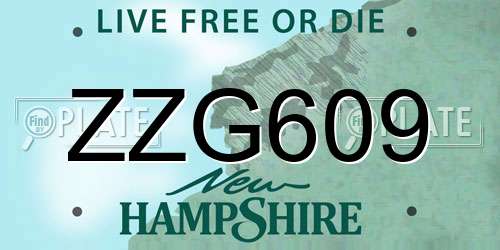 ZZG609 New Hampshire License Plate