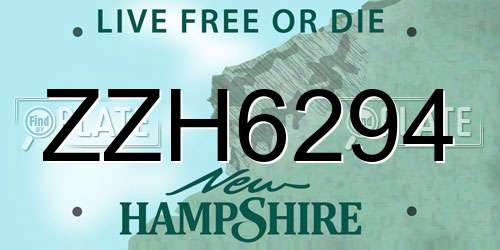 ZZH6294 New Hampshire License Plate