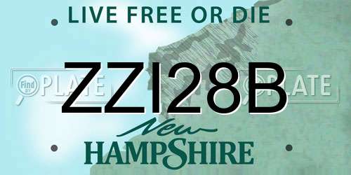 ZZI28B New Hampshire License Plate