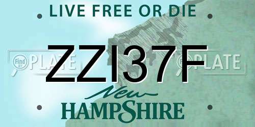 ZZI37F New Hampshire License Plate