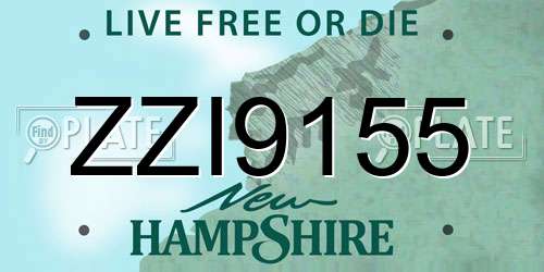 ZZI9155 New Hampshire License Plate