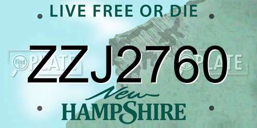 ZZJ2760 New Hampshire License Plate