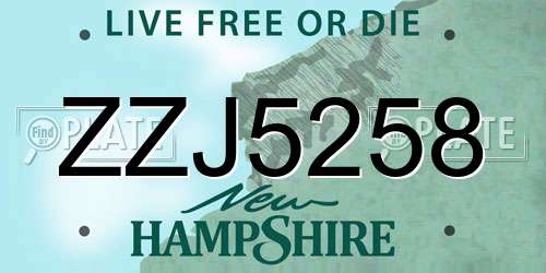 ZZJ5258 New Hampshire License Plate