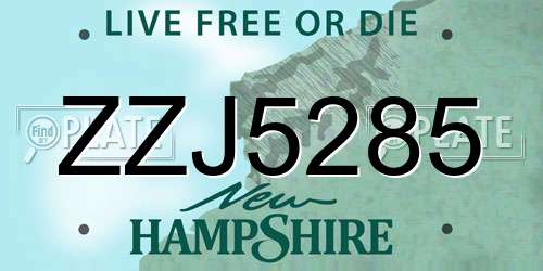 ZZJ5285 New Hampshire License Plate