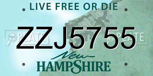 ZZJ5755 New Hampshire License Plate