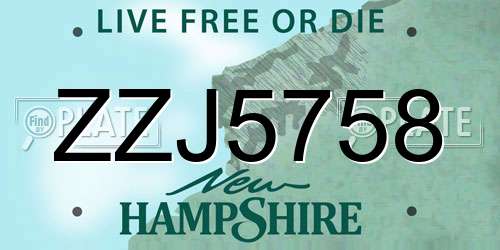 ZZJ5758 New Hampshire License Plate