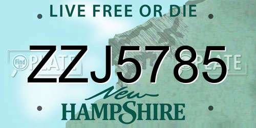 ZZJ5785 New Hampshire License Plate