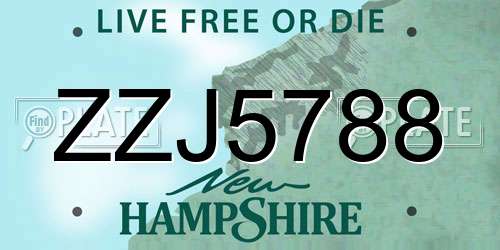 ZZJ5788 New Hampshire License Plate