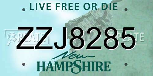 ZZJ8285 New Hampshire License Plate