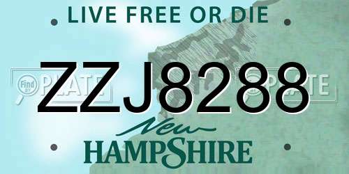 ZZJ8288 New Hampshire License Plate