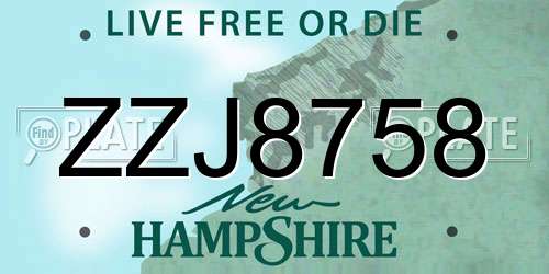 ZZJ8758 New Hampshire License Plate