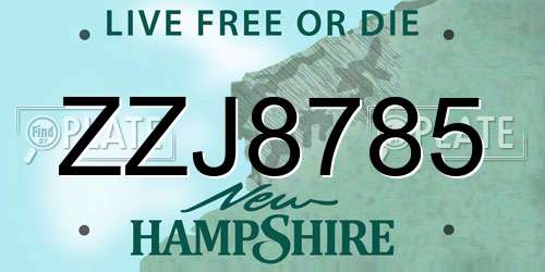 ZZJ8785 New Hampshire License Plate
