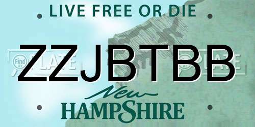 ZZJBTBB New Hampshire License Plate
