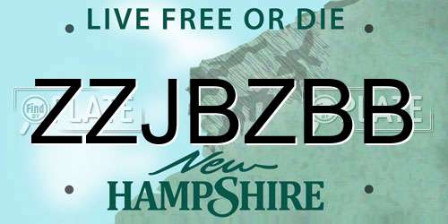 ZZJBZBB New Hampshire License Plate