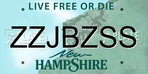 ZZJBZSS New Hampshire License Plate