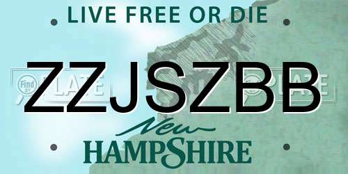 ZZJSZBB New Hampshire License Plate