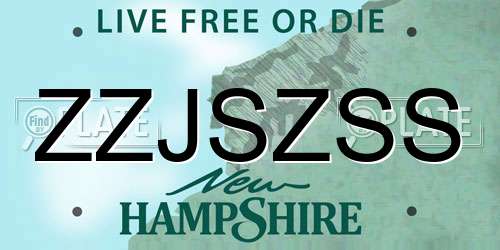 ZZJSZSS New Hampshire License Plate