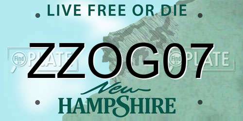 ZZOG07 New Hampshire License Plate