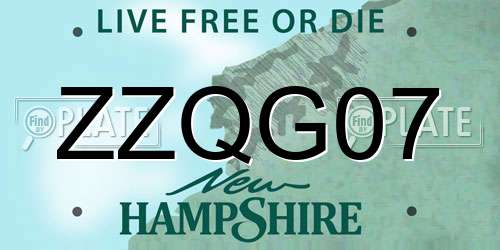 ZZQG07 New Hampshire License Plate