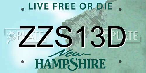 ZZS13D New Hampshire License Plate