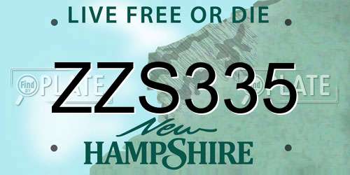 ZZS335 New Hampshire License Plate