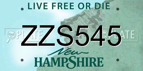 ZZS545 New Hampshire License Plate