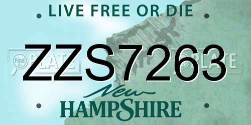 ZZS7263 New Hampshire License Plate
