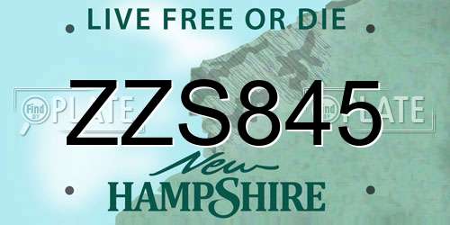 ZZS845 New Hampshire License Plate