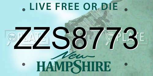 ZZS8773 New Hampshire License Plate