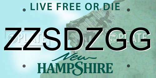 ZZSDZGG New Hampshire License Plate
