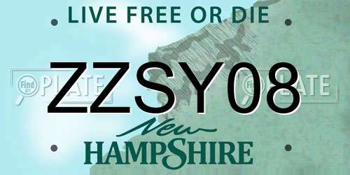 ZZSY08 New Hampshire License Plate