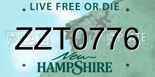ZZT0776 New Hampshire License Plate