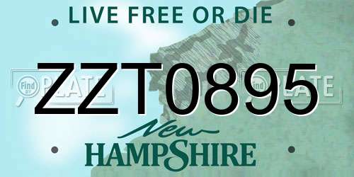 ZZT0895 New Hampshire License Plate