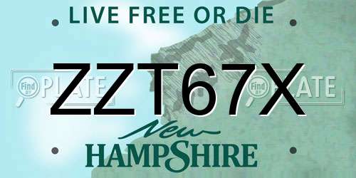 ZZT67X New Hampshire License Plate