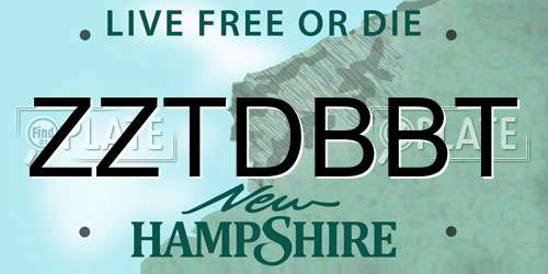 ZZTDBBT New Hampshire License Plate