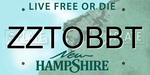 ZZTOBBT New Hampshire License Plate