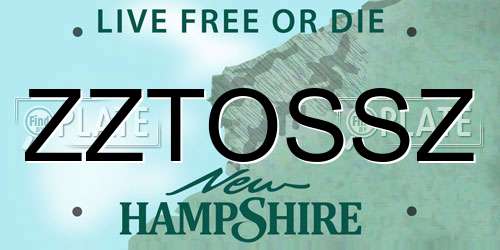 ZZTOSSZ New Hampshire License Plate