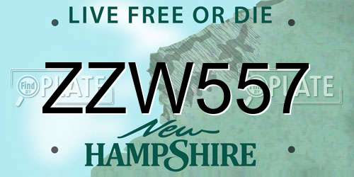 ZZW557 New Hampshire License Plate