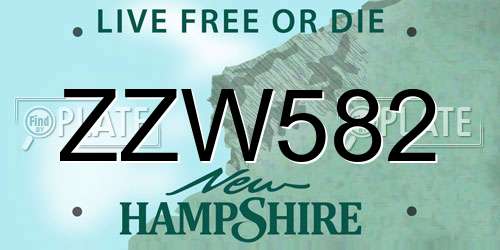 ZZW582 New Hampshire License Plate