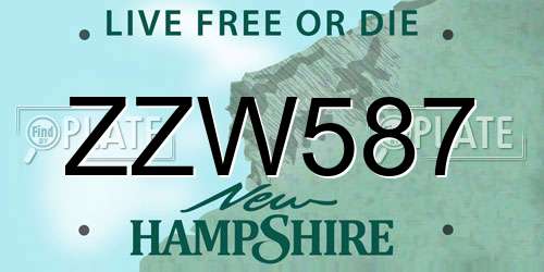 ZZW587 New Hampshire License Plate