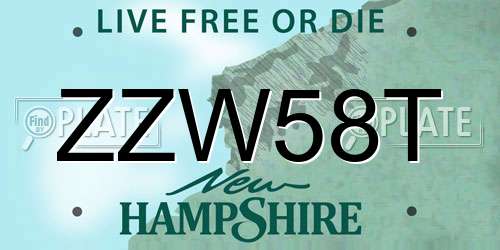 ZZW58T New Hampshire License Plate