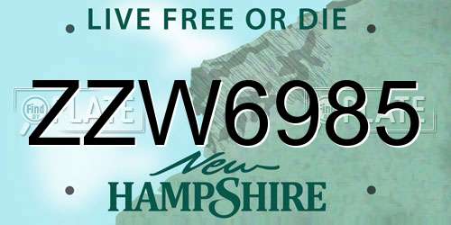 ZZW6985 New Hampshire License Plate