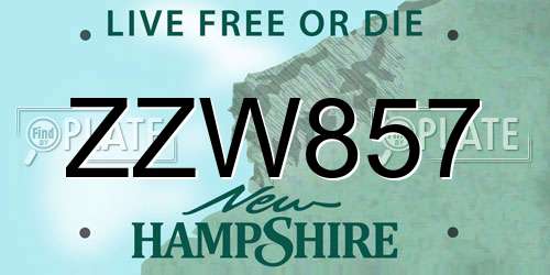 ZZW857 New Hampshire License Plate