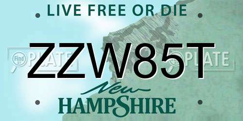 ZZW85T New Hampshire License Plate