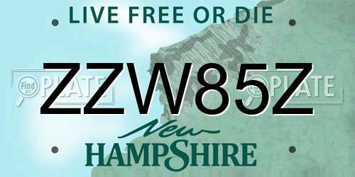 ZZW85Z New Hampshire License Plate