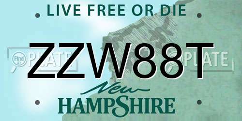 ZZW88T New Hampshire License Plate
